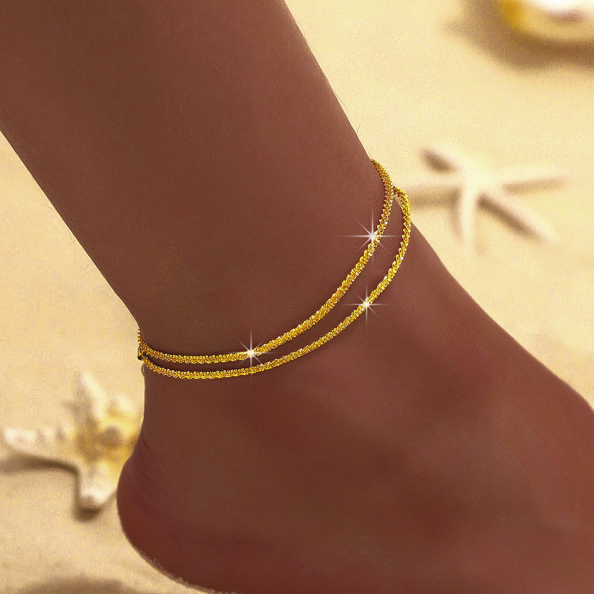 Female Fashion Cross Double-circle Anklet - Chic Angle